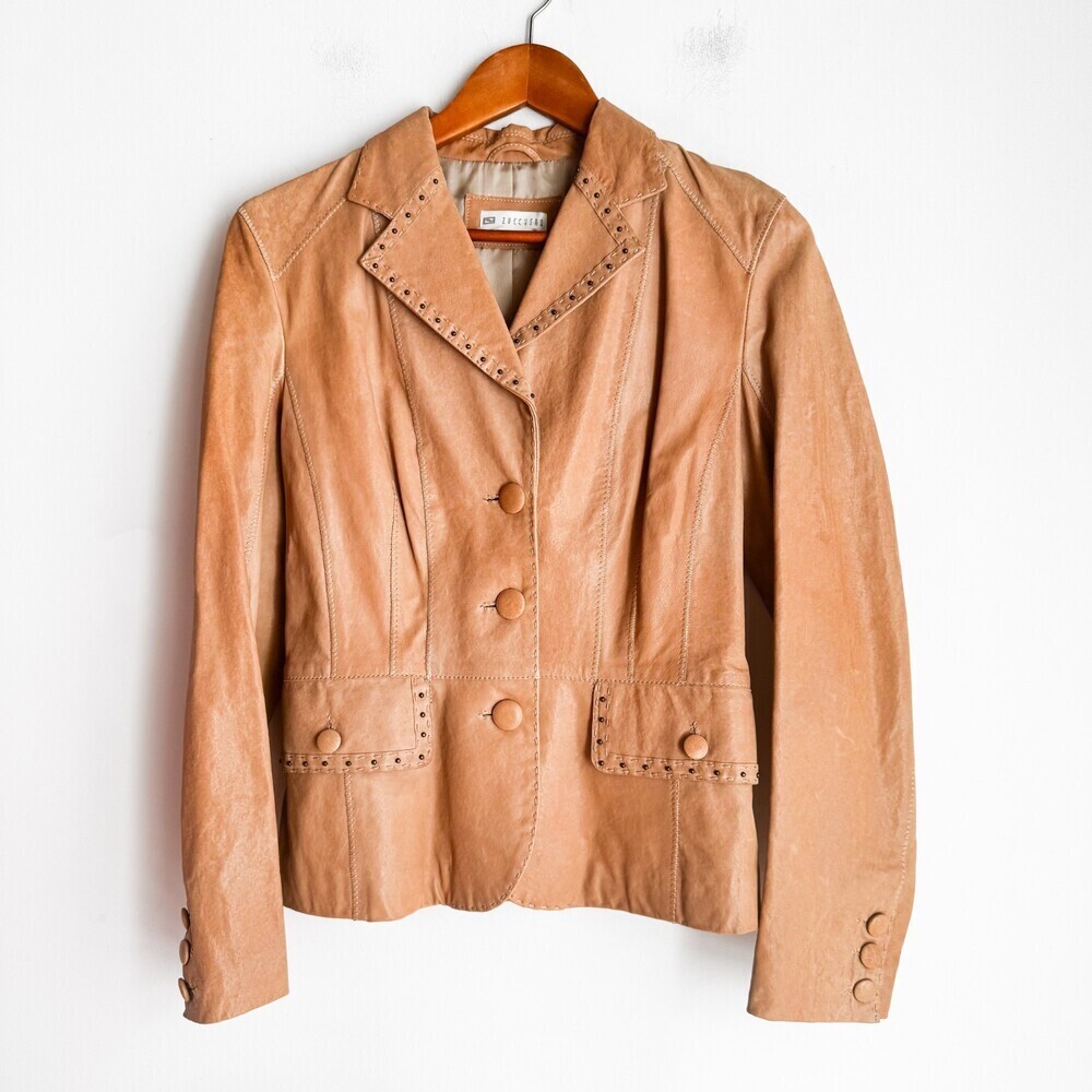 Zacchero Light Beige Leather Blazer Jacket 38/S